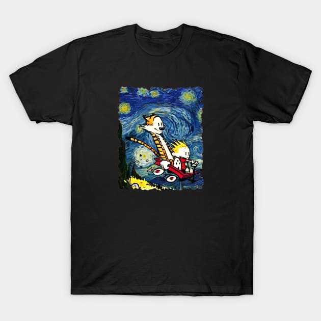 Calvin And Hobbies Stary Night Heather Mauve T-Shirt by RileyDixon